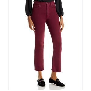 MOTHER The Tripper High Rise Ankle Fray Jeans in Burgundy Size 26